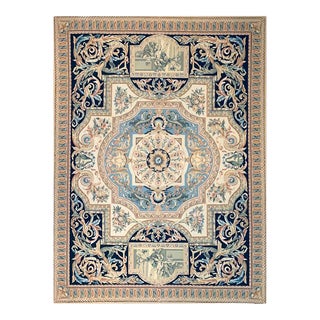 Handwoven French Style Aubusson Area Rug 9’0″ X 12’0″ For Sale