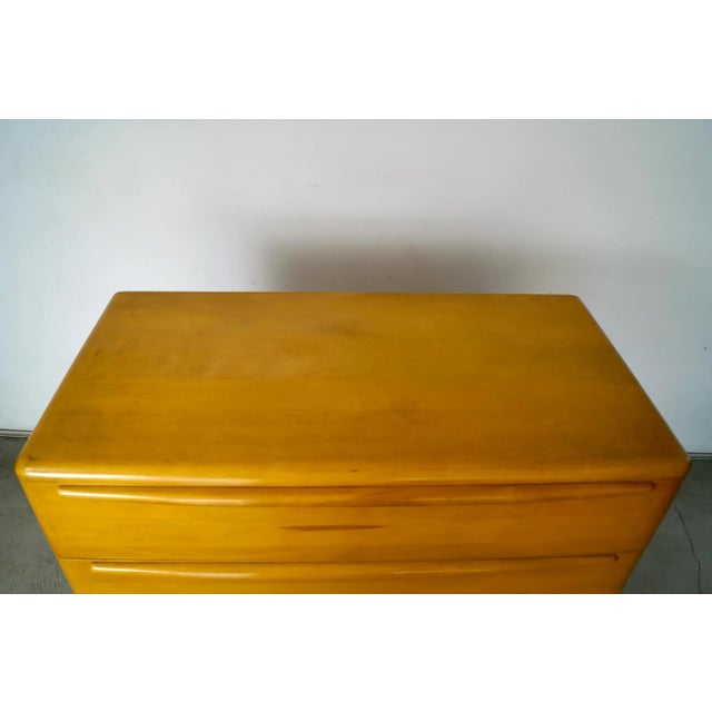 1950’s Mid-Century Modern Heywood Wakefield Solid Maple Highboy Dresser For Sale - Image 11 of 12
