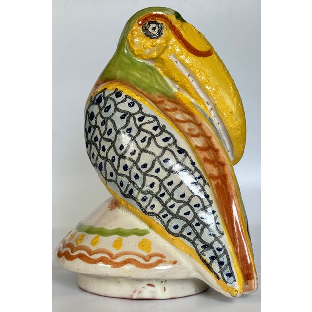 Made in Mexico Hand Painted and Glazed Terra Cotta Tucan Figure For Sale - Image 11 of 15