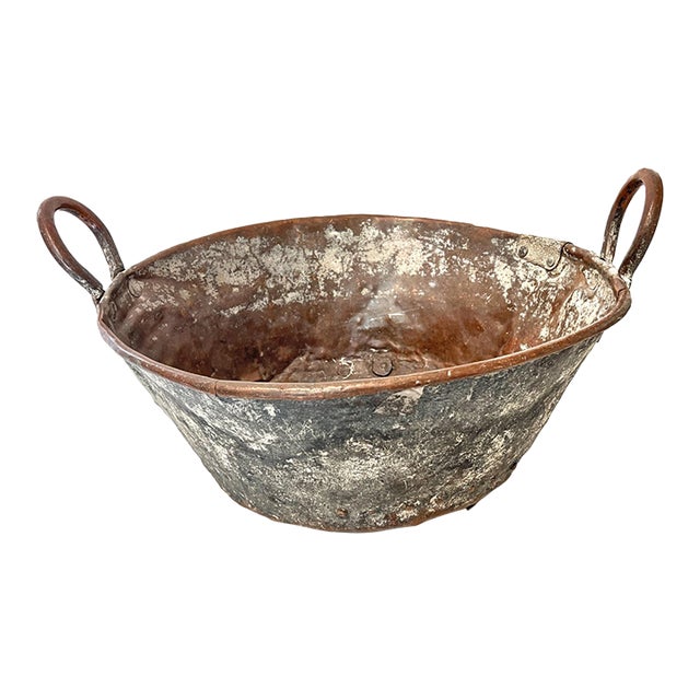 19th Century Monumental Hand-Hammered Primitive Copper Basin For Sale