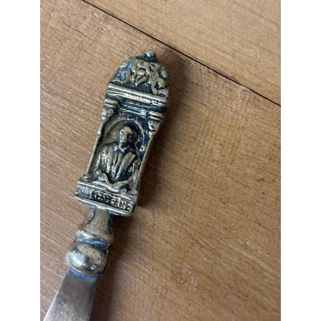 Mid 20th Century Vintage English Brass Shakespeare Letter Opener For Sale - Image 5 of 6
