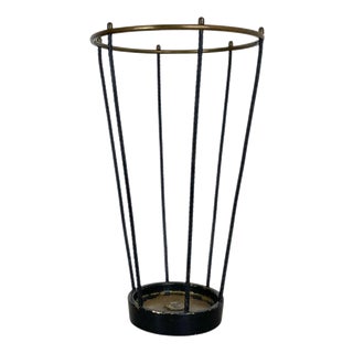 Mid-Century Bauhaus Style Brass and Metal Umbrella Stand, France, 1950s For Sale