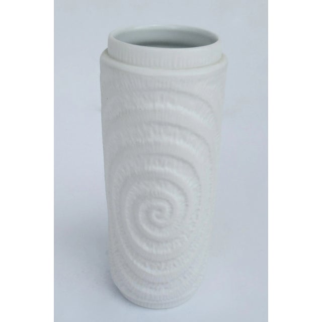 Vinatge: C.1960's-70's. West German, Royal, KPM Porcelain, matte bisque "Infinity," relief swirl design motif vase....