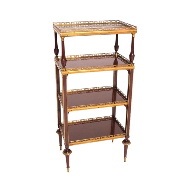 Late 19th Century Authentic Louis XVI Style Four-Tier Étagère With Marble Top and Gilt Detailing For Sale In Palm Springs - Image 6 of 7