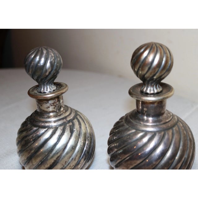 Pair Antique 19th Century Victorian Silver Plate Scent Cologne Perfume Bottles For Sale In New York - Image 6 of 11