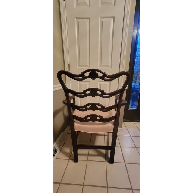 1930's-1940's Chippendale Style Ladder Back Armchairs- A Pair For Sale - Image 11 of 18