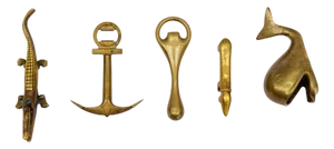 Mid-Century Modern Massive Brass Bottle Opener Set, Austria, 1950s, Set of 5