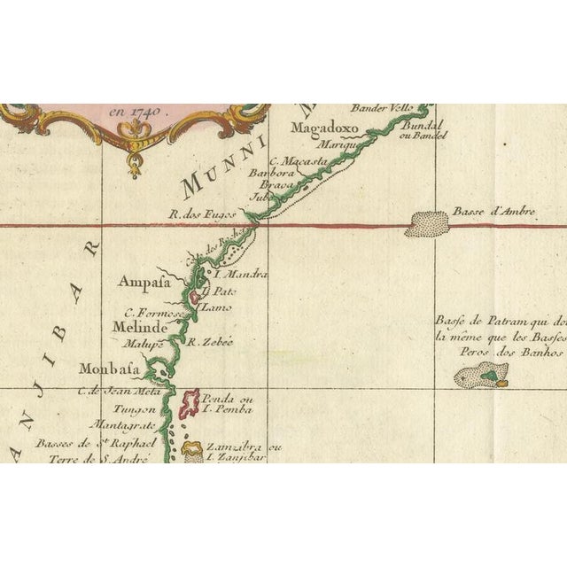 East African Coast Map by Bellin, 1740 For Sale - Image 3 of 9