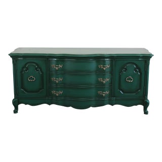 1970s Vintage French Style Viridian Green Sideboard For Sale