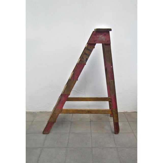 Industrial Wooden Archive Ladder, 1950s For Sale - Image 4 of 7
