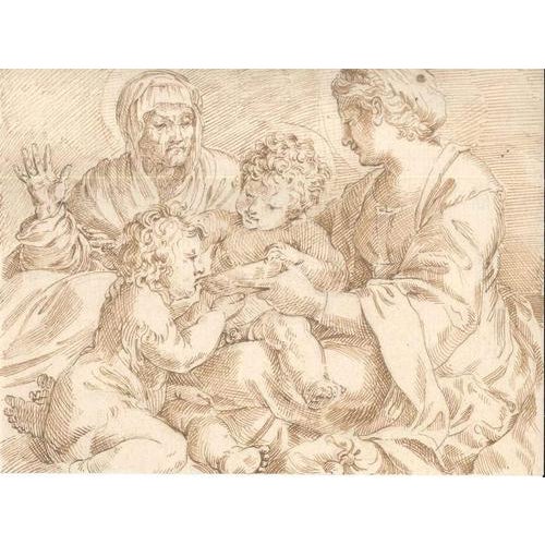 after Annibale Carracci, Madonna della Scodella, 19th Century, Pencil and Ink For Sale