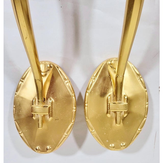 Pair Modern Designer Made Gilt Bronze Wall Sconces by Karajian For Sale In New York - Image 6 of 10