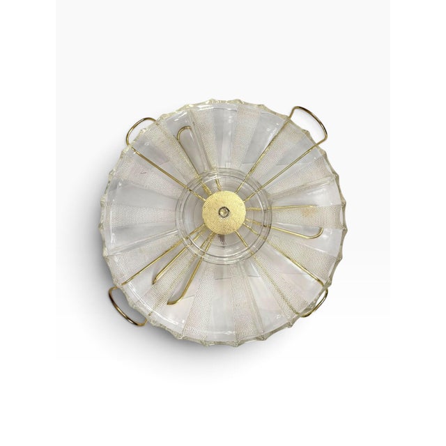 Glass Vintage Glass Lazy Susan Serving Tray With Gold-Tone Divided Insert For Sale - Image 7 of 7