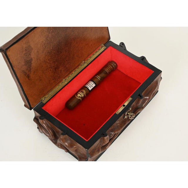 Gold Large Draped Leather and Brass Decorative Box in the style of Adnet, Italy, 1960s For Sale - Image 8 of 18