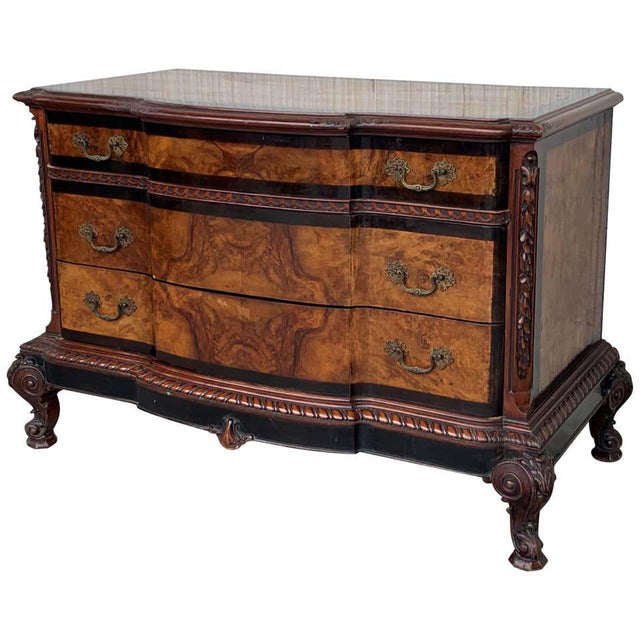 Venetian Baroque Commode Chest of Drawers in Burl Walnut With Ebonized Det For Sale - Image 13 of 13