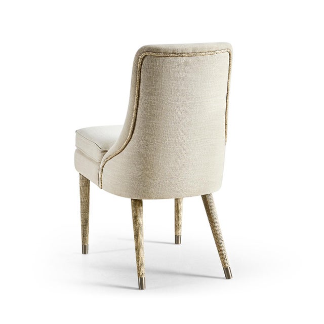 Organic Modern Linen Upholstered Side Chairs - Set of 2 For Sale - Image 4 of 11