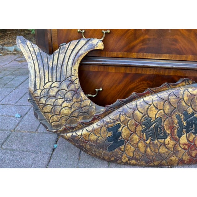 1960s Vintage Carved Wood Fish Sign - Chinese Dragon King For Sale - Image 5 of 5