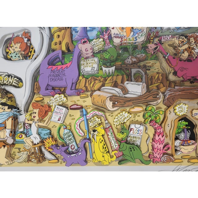 Original 3d Pop Art "Yabba Dabba Doo Dental" Flintstones by Charles Fazzino 20/100 DX For Sale - Image 9 of 18