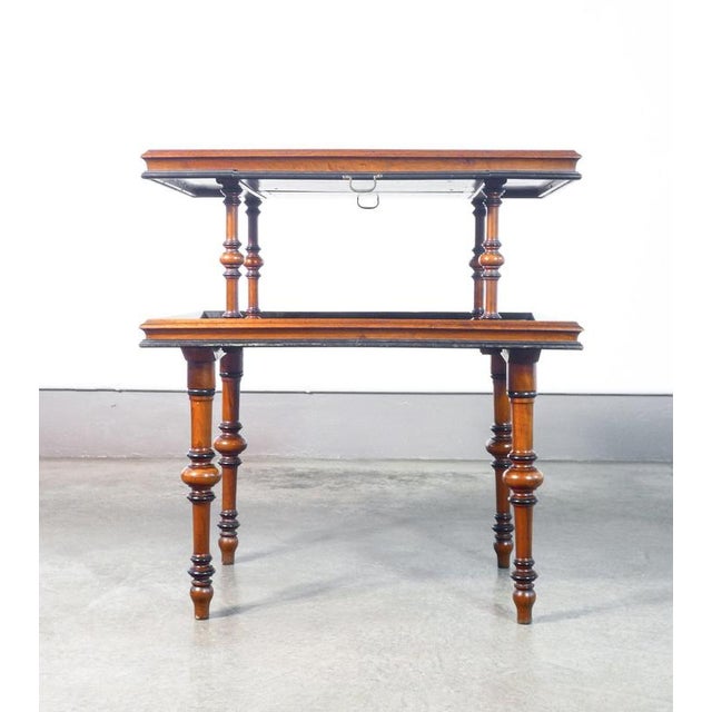 Wood Etagere Coffee Table with Two Shelves in Walnut, 1800 For Sale - Image 7 of 12