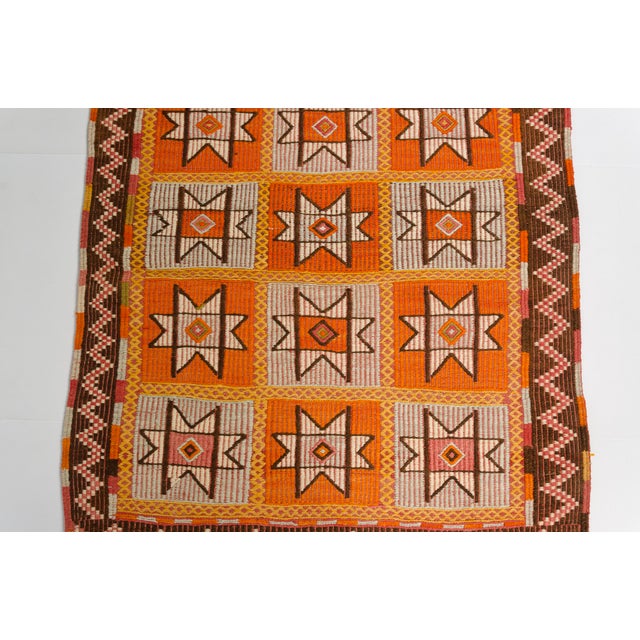 Handwoven Orange & Pink Geometric Area Rug For Sale - Image 6 of 9