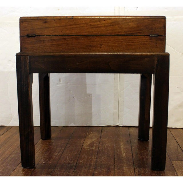 Circa 1860 Swedish Travel or Lap Desk on Custom Made Side Table Stand For Sale - Image 4 of 11