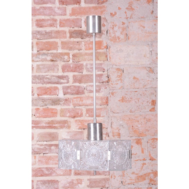 Mid-Century Czech Chrome Pendant Light attributed to Kamenický Šenov, 1950s For Sale - Image 6 of 13