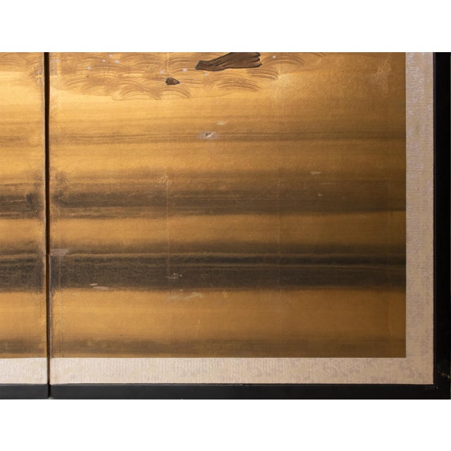 "Mandarin Ducks and Sakura", 1960s Shōwa Era Japanese Byobu Screen For Sale - Image 11 of 16
