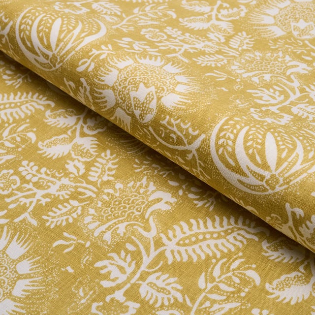 2020s Schumacher Pomegranate Print Fabric In Citron For Sale - Image 5 of 5