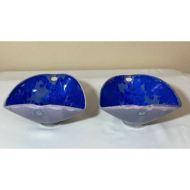 Studio Pottery Hong Rubenstein Palm Springs Pottery Noodle Rice Dumpling Bowls With Chopsticks Holders - Set of 2 For Sale - Image 4 of 12