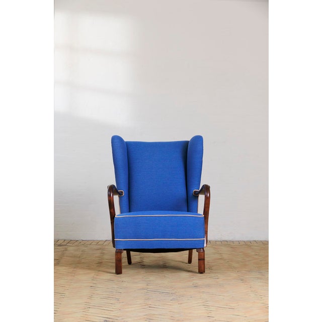 Royal Blue Armchair, 1950s For Sale - Image 4 of 6