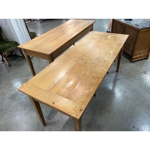 Wood Late 19th Century Pair of English Stripped Pine Tables 'Sold Individually' For Sale - Image 7 of 10