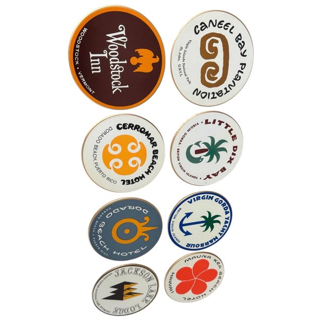 Wood Vintage Coaster Set Featuring Hotels & Locations - Set of 4 For Sale - Image 7 of 10