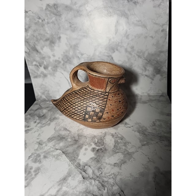 1960s Vintage Chilian Pottery Bird Effigy Vessel Handle Folk Art Pottery Primitive For Sale - Image 5 of 14