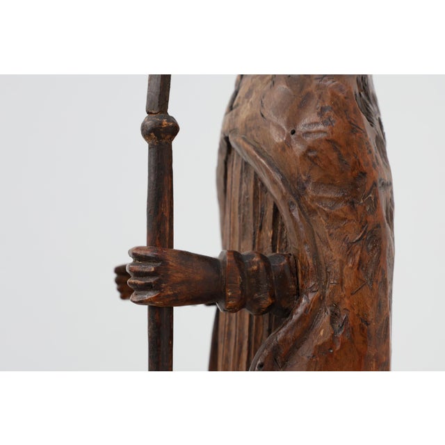18th Century Carved Wooden Sint-Cornelius Figure with Papal Tiara and Triple Cross Staff, 1800s For Sale - Image 11 of 18