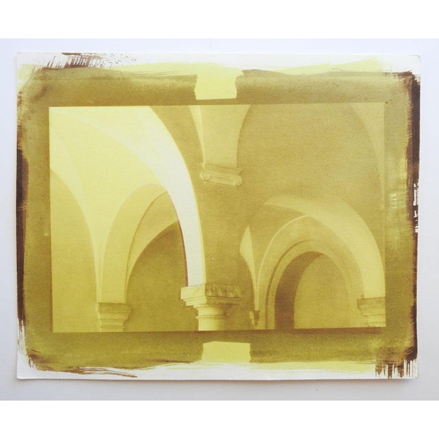 Vintage circa 1990's cyanotype photograph on paper tinted yellow by Eric C. Weller (20th century) Texas. Unsigned, old...