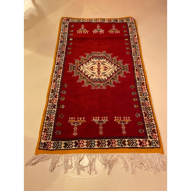 Moroccan Berber Medium Rug Handwoven Wool With Abstract and Geometric Elements For Sale - Image 3 of 8