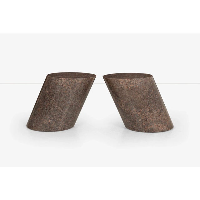 Stone Attributed to Pair of Lucia Mercer End Tables for Knoll 1982 in Custom Sierra Brown Granite For Sale - Image 7 of 8