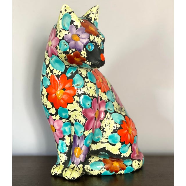 1960s Albino Bagni oh-so-floral large cat bank. Most likely imported by Raymor or Rosenthal Netter. From Italy. It so...