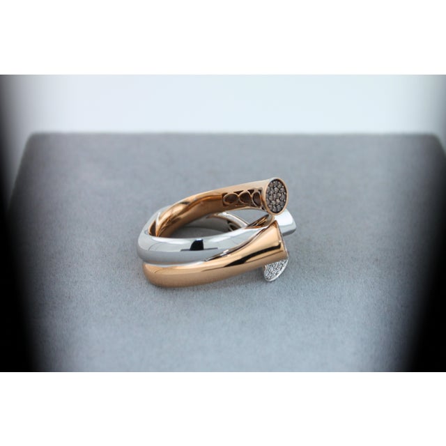 Diamond Pave Cluster Shape Mountain Peaks Unique 18 Karat Rose White Gold Ring, Size 7.5 For Sale - Image 14 of 18