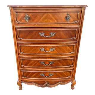 2009 Bassett French Country 5-Drawer Cherry Tall Dresser For Sale
