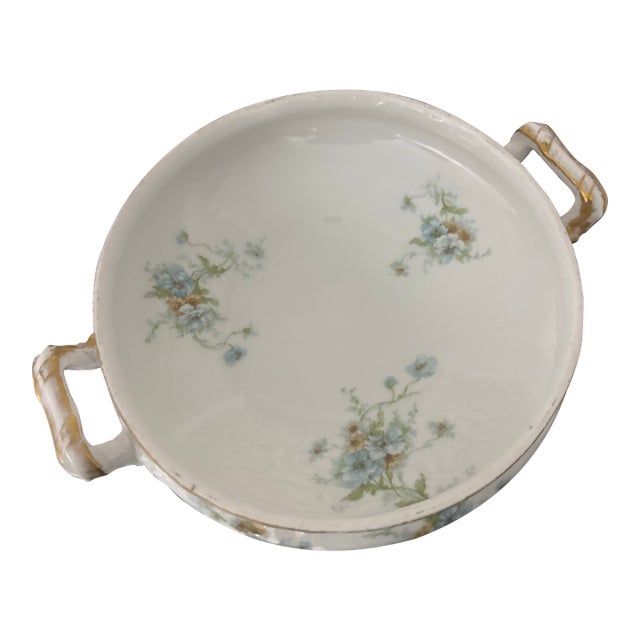 Antique Theodore Haviland Limoges Lidded Tureen – Blue Forget-Me-Nots & Gold – French Porcelain (1893–1905) For Sale