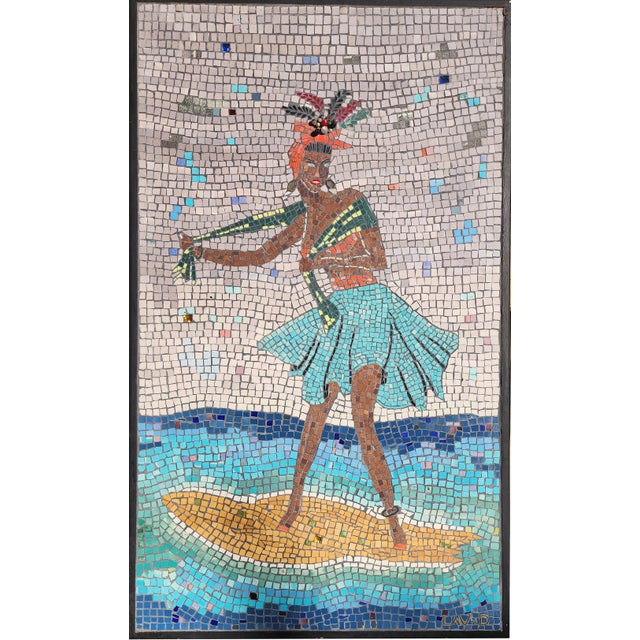 Turquoise 1960s Modernist Caribbean Mosaic Wall Art - Set of 2 For Sale - Image 8 of 11