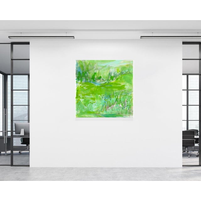 "Nashville Green" by Trixie Pitts Monochromatic Abstract Landscape For Sale In Nashville - Image 6 of 12