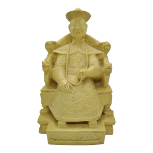 Antique Chinese Carved Stone Seated Qianlong Emperor Sculpture on Dragon Throne