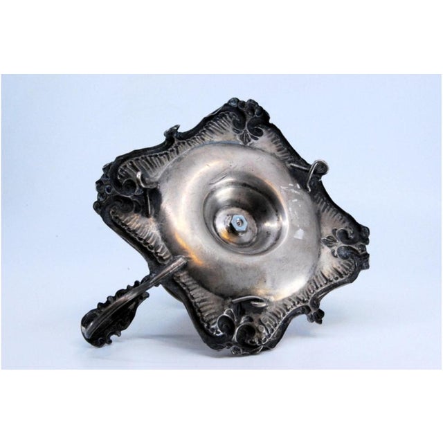 Metal Silver Paddle with Smooth Base and Embossed Rim For Sale - Image 7 of 10