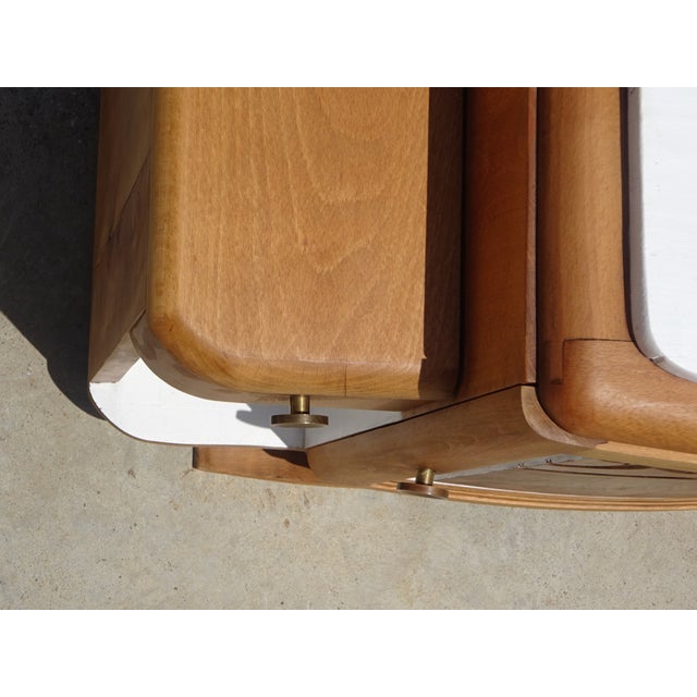 Wood Large Art Deco Bedside Table in Light Wood, 1930s For Sale - Image 7 of 18