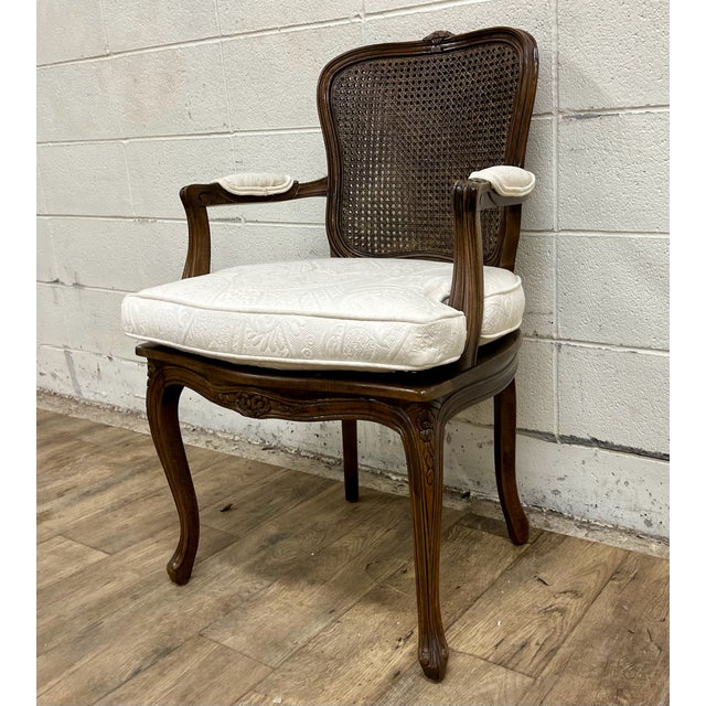 Vintage Louis XV Style Caned Fauteuil Armchair For Sale In Kansas City - Image 6 of 6