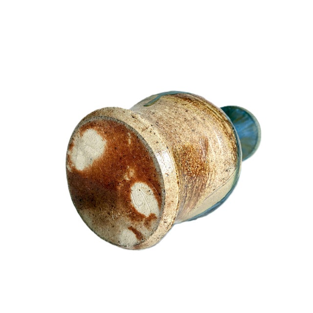 Blue Signed 1970s Ceramic Sculptural Vase / Mid-Century Modernist Pottery For Sale - Image 8 of 10