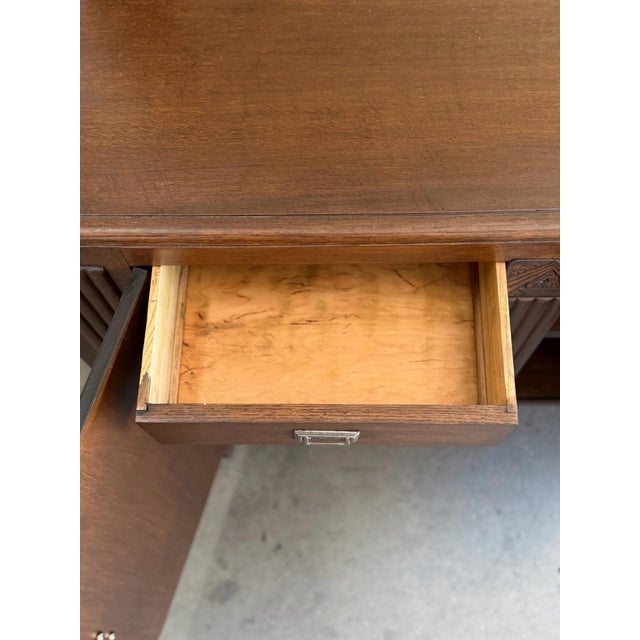 1940s Art Deco Oak Cabinet With Arched Mirror For Sale - Image 10 of 12
