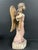 Vintage Hand Carved Wooden Stnading Angel Playing Lyre Instrument Sculpture For Sale In New York - Image 6 of 8